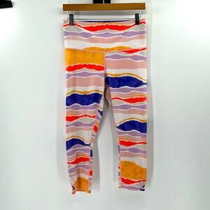 Lululemon True Self Crop Leggings - Bleacher Stripe White Iris Flower - 10